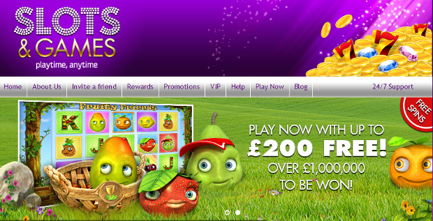 Slots and Games Splash Page