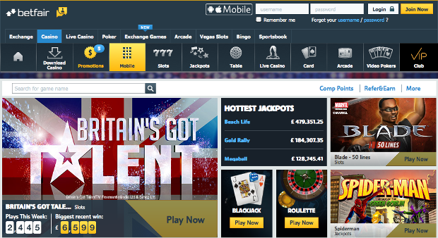 Betfair Front Page