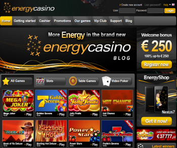 EnergyCasino Front Page